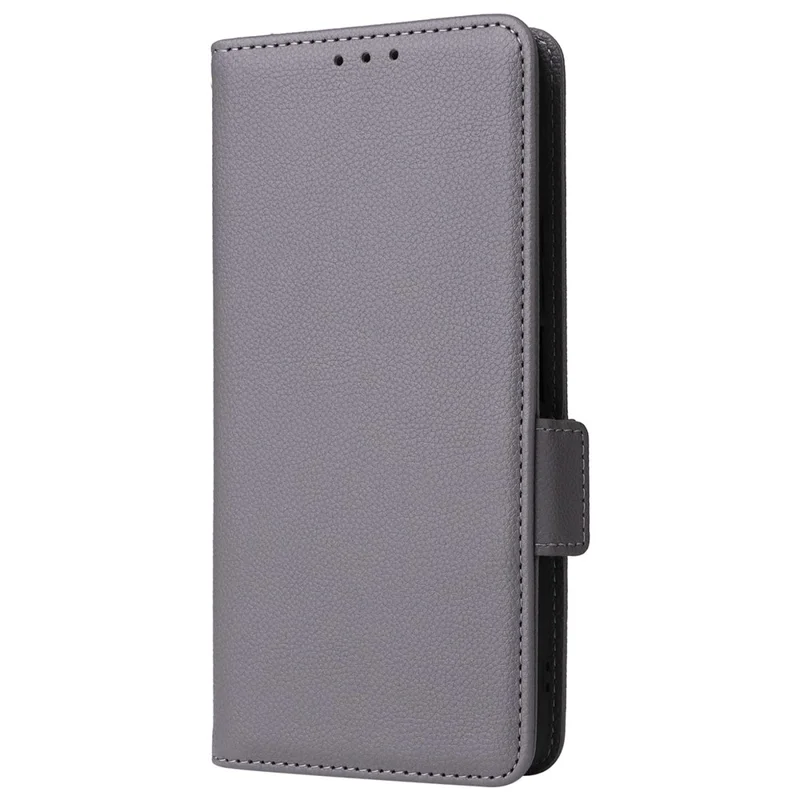 For Wiko Hi Enjoy 60 Pro 5G Wallet Phone Case Litchi Texture PU Leather Anti-Drop Stand Cover with Strap - Grey