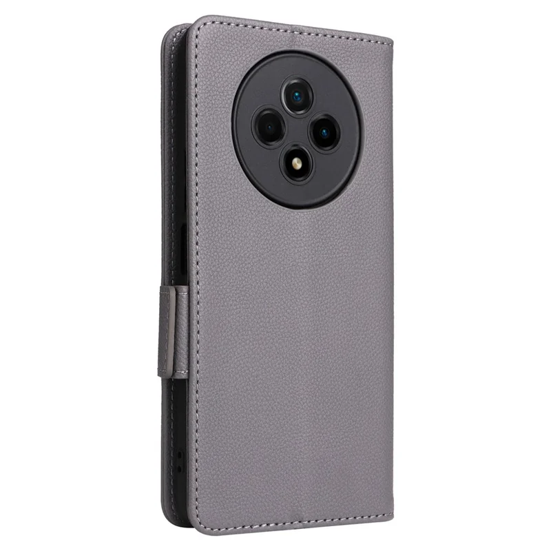 For Wiko Hi Enjoy 60 Pro 5G Wallet Phone Case Litchi Texture PU Leather Anti-Drop Stand Cover with Strap - Grey