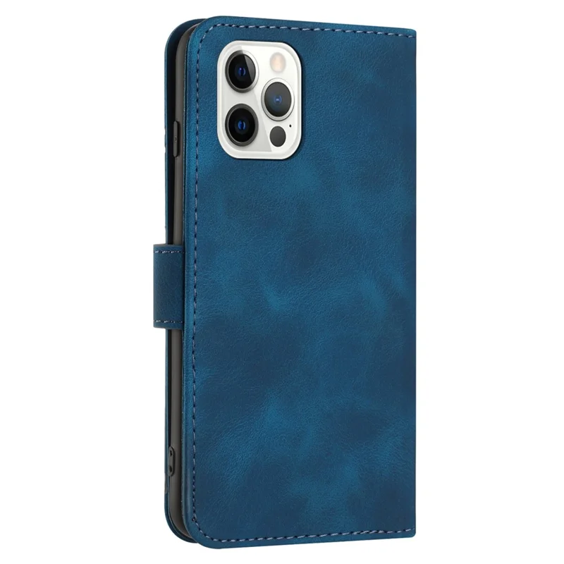YX0040 Für iPhone 15 Pro Max Ledergeldbörse Hülle Geprägt Flip Ständer Smartphone Hülle - Saphir