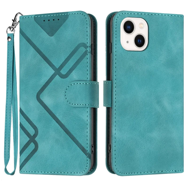 YX0040 For iPhone 15 Plus Anti-drop Leather Case Imprinted Wallet Stand Phone Cover - Baby Blue