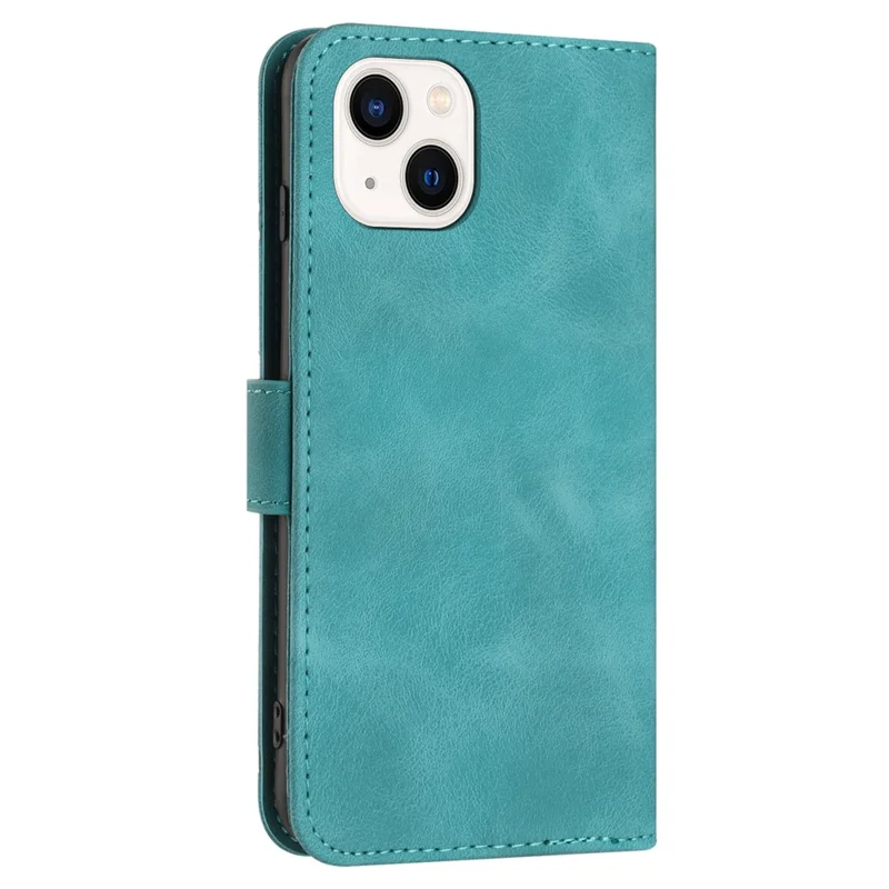 YX0040 For iPhone 15 Plus Anti-drop Leather Case Imprinted Wallet Stand Phone Cover - Baby Blue