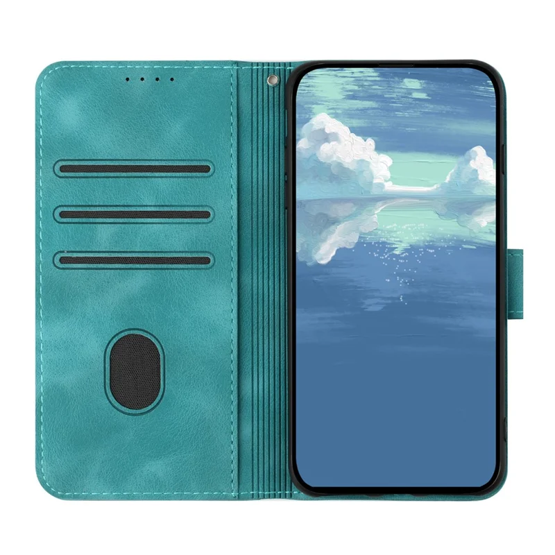 YX0040 For iPhone 15 Plus Anti-drop Leather Case Imprinted Wallet Stand Phone Cover - Baby Blue