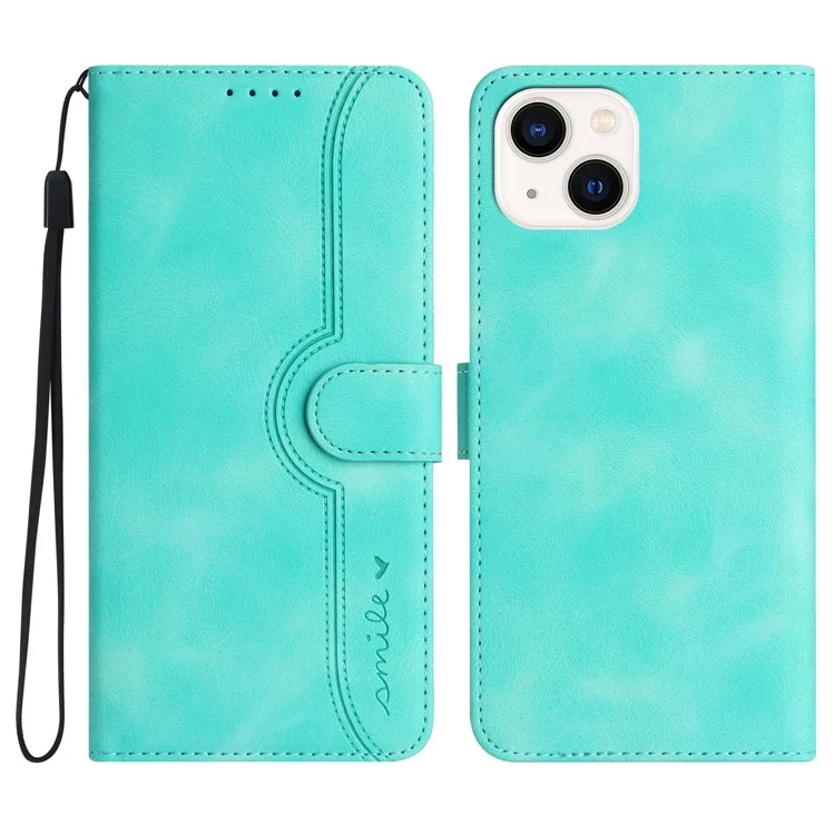YX003 Per iPhone 15 Plus Custodia in Pelle Portafoglio Stand Full Protection Imprinted Phone Case - Baby Blue