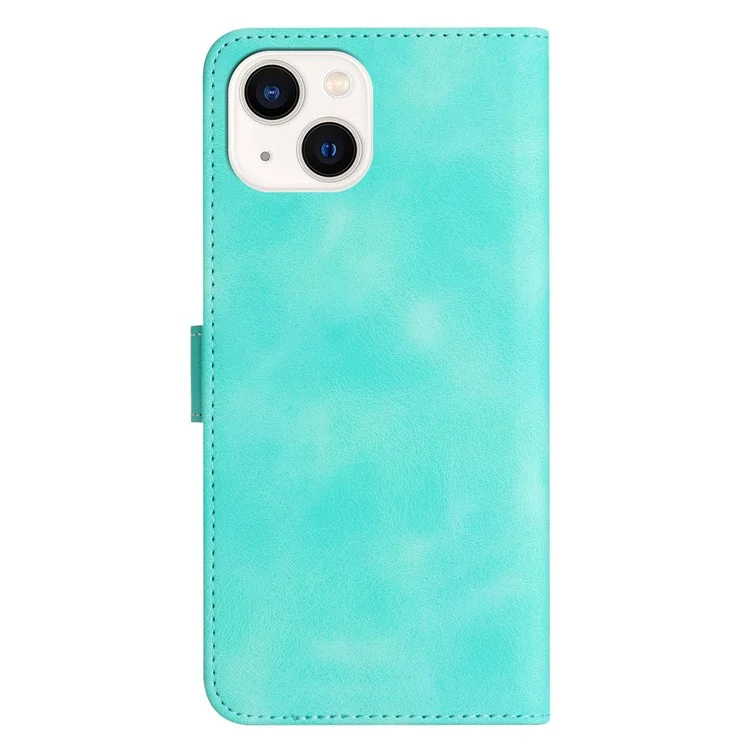 YX003 Per iPhone 15 Plus Custodia in Pelle Portafoglio Stand Full Protection Imprinted Phone Case - Baby Blue