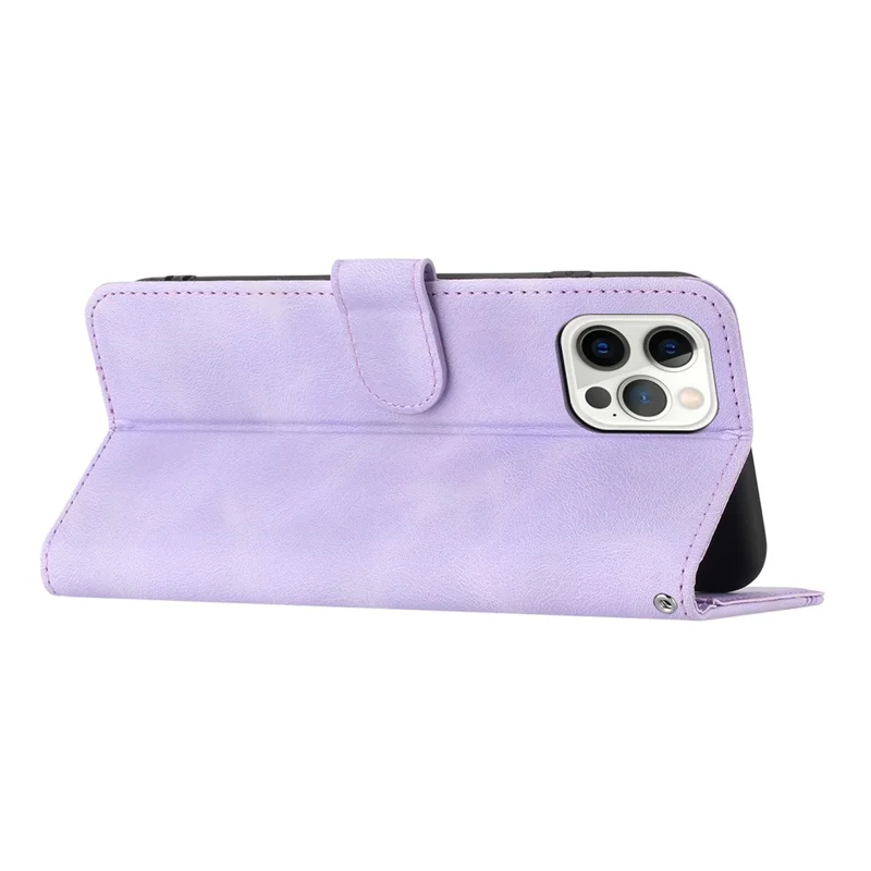 YX003 For iPhone 15 Pro Max PU Leather Stand Phone Case Imprinted Wallet Protection Cover - Purple