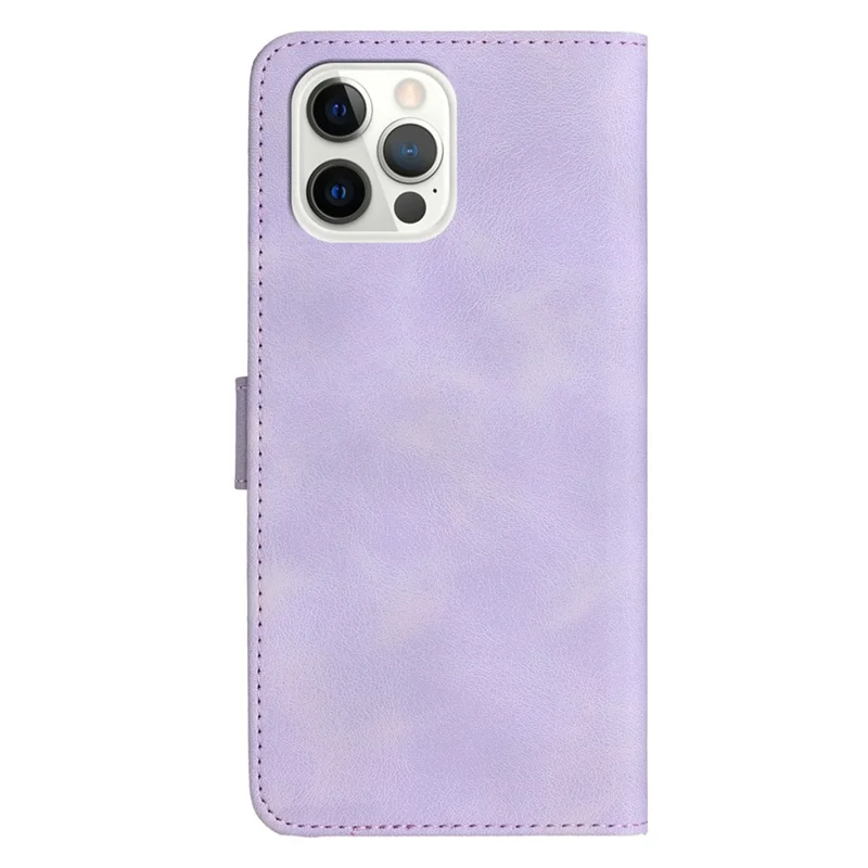 YX003 For iPhone 15 Pro Max PU Leather Stand Phone Case Imprinted Wallet Protection Cover - Purple