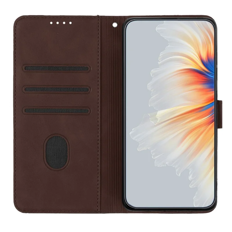 YX003 For iPhone 15 Leather Wallet Stand Shockproof Cover Imprinted Phone Case - Brown