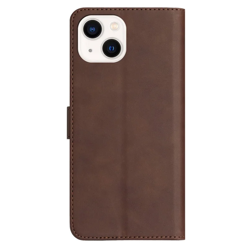 YX003 For iPhone 15 Leather Wallet Stand Shockproof Cover Imprinted Phone Case - Brown
