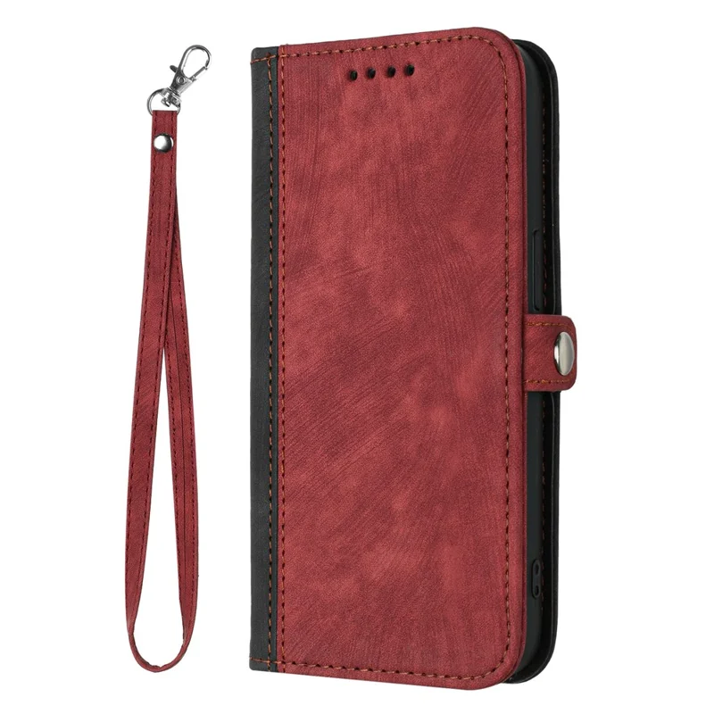 YX0020 For iPhone 15 PU Leather Anti-fall Shell Dual Magnetic Clasp Flip Stand Cover with Strap - Red