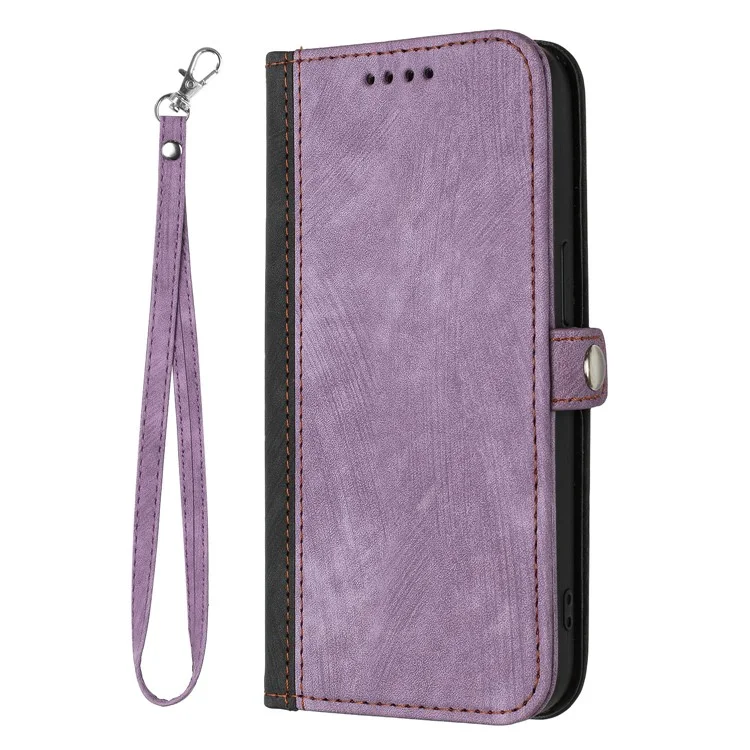 YX0020 Para iPhone 15 Pro Dual Magnetic Clasp PU Leather Case Stand Wallet Phone Cover com Alça - Roxo
