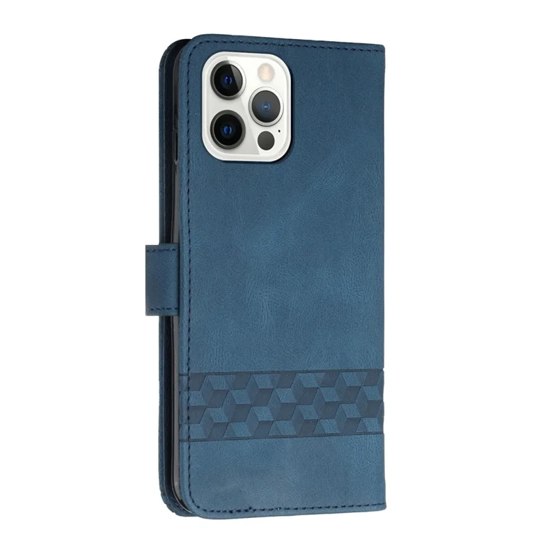 YX0010 Series for iPhone 15 Pro Max Imprinted Phone Case Leather Wallet Stand Shockproof Cover - Sapphire