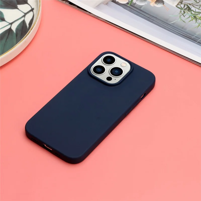 For iPhone 15 Pro Max Matte TPU Phone Back Cover Anti-fingerprint Mobile Phone Protective Case - Dark Blue