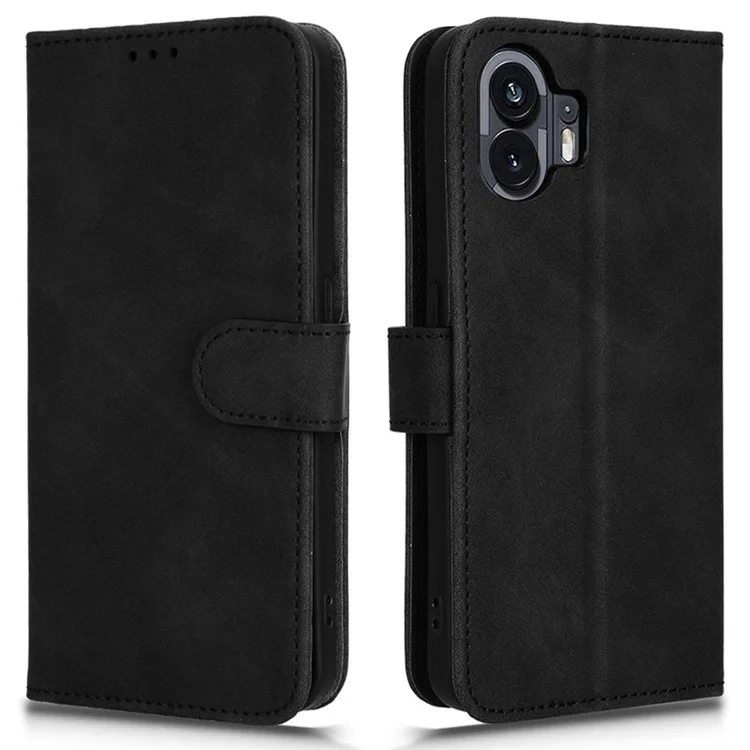 Pour Nothing Phone (2) Étui de téléphone Support pour peau-contact Portefeuille Housse de protection en cuir PU - Noir