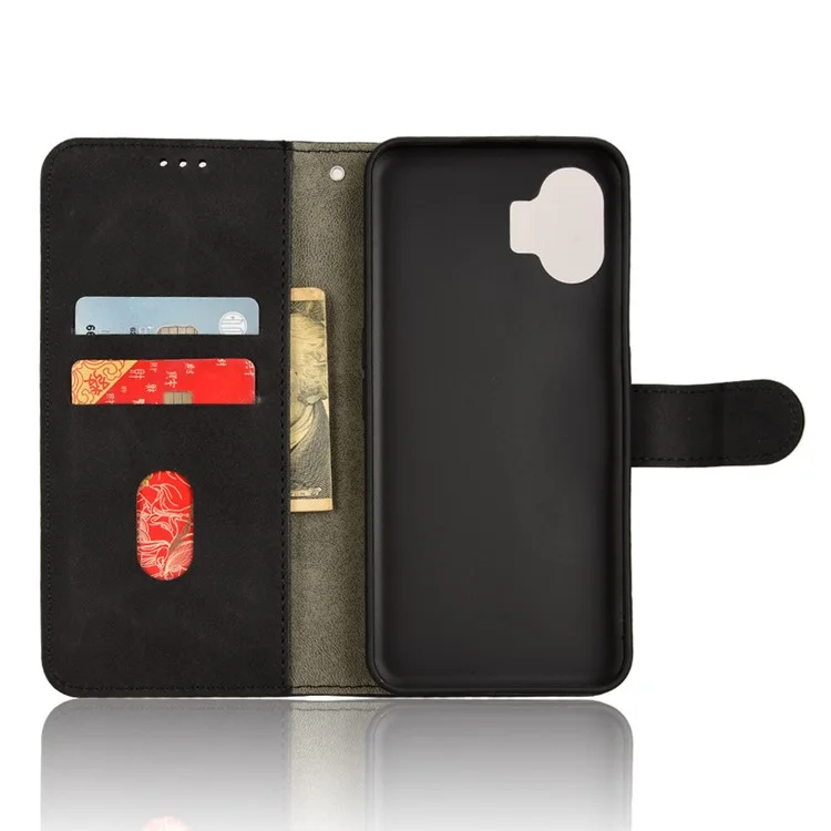 Pour Nothing Phone (2) Étui de téléphone Support pour peau-contact Portefeuille Housse de protection en cuir PU - Noir