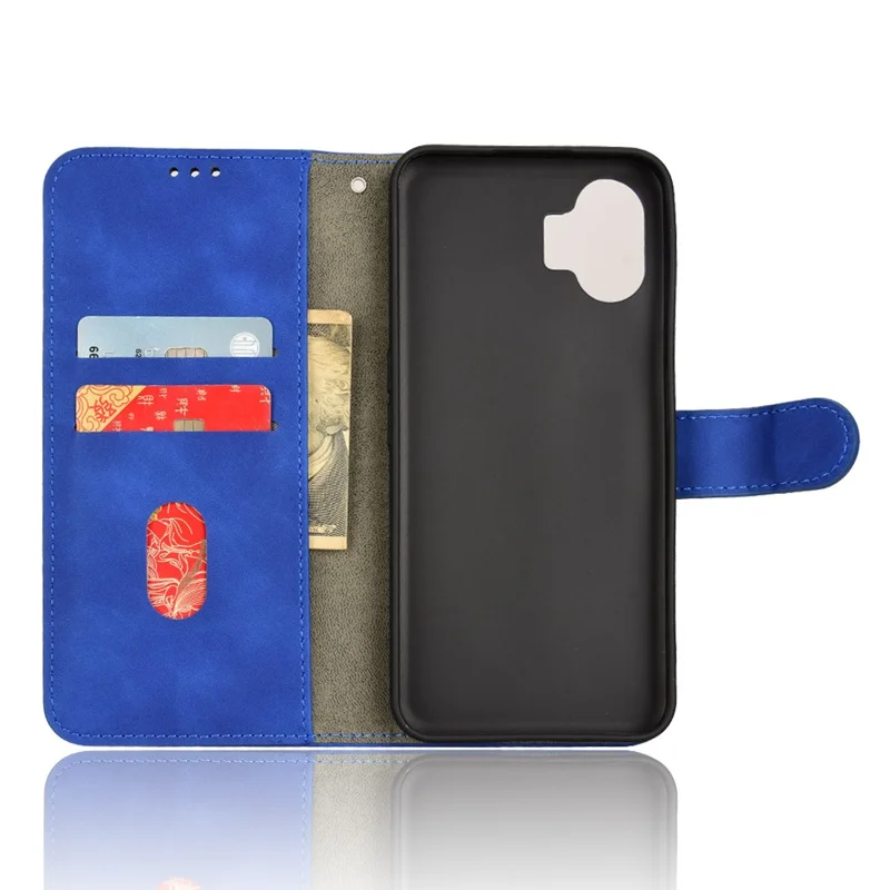 For Nothing Phone (2) Phone Case Stand Skin-touch Wallet PU Leather Full Protection Phone Cover - Blue