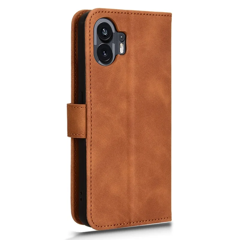 For Nothing Phone (2) Phone Case Stand Skin-touch Wallet PU Leather Full Protection Phone Cover - Brown