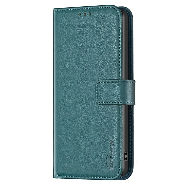 BINFEN COLOR BF17 Lederbrieftasche für Oppo A58 4G, Ständer, magnetischer Verschluss, Schutzhülle - Grün
