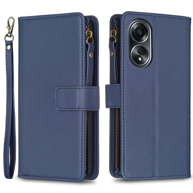 BF Style-19 for Oppo A58 4G / A98 5G Zipper Pocket Wallet Phone Case PU Leather Stand Cover - Blue