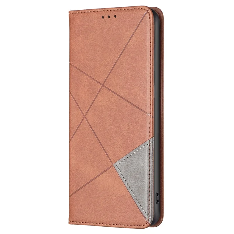 For Oppo A58 4G / A98 5G PU Leather Stand Cover Imprinted Line Card Holder Phone Case - Brown