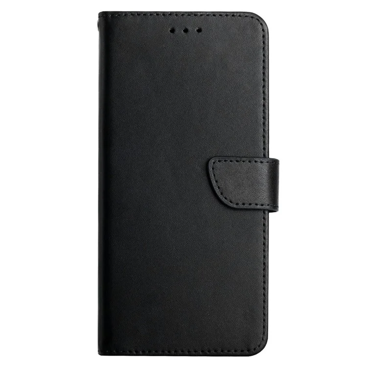 HT02 For Realme 11 4G Phone Cover Wallet Anti-Scratch Genuine Cow Leather Phone Stand Cover - Black