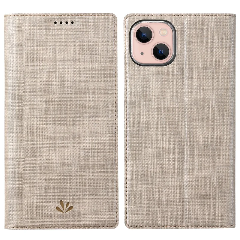 VILI DMX Series Ant-scratch Leather Phone Case for iPhone 15 , Stand Cover with Card Slot - Khaki