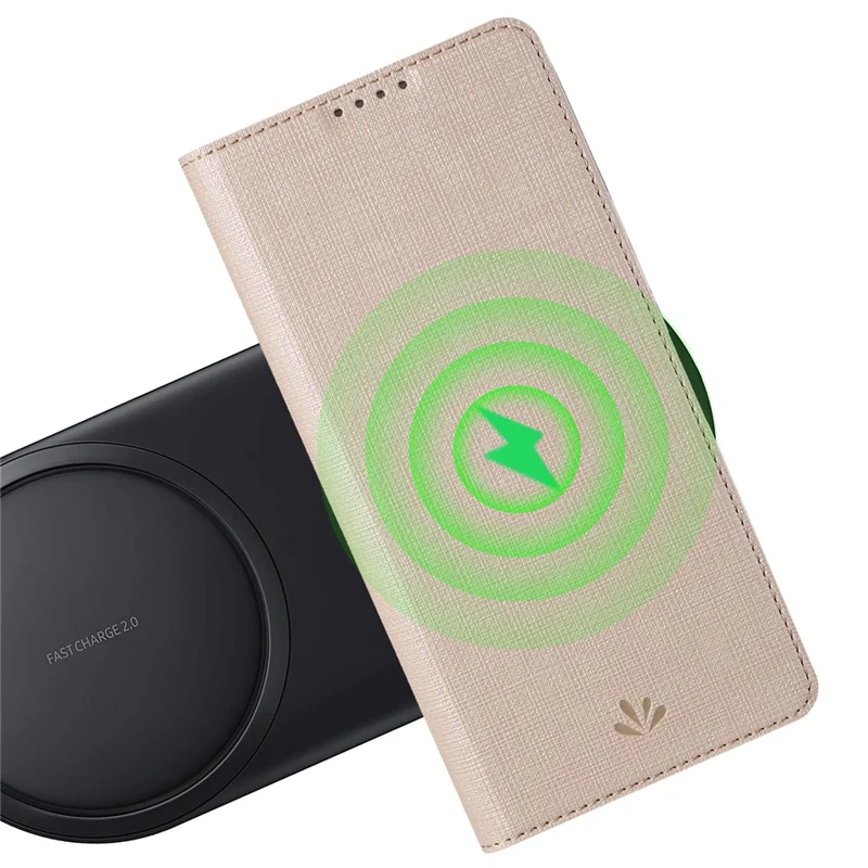 VILI DMX Series Ant-scratch Leather Phone Case for iPhone 15 , Stand Cover with Card Slot - Khaki