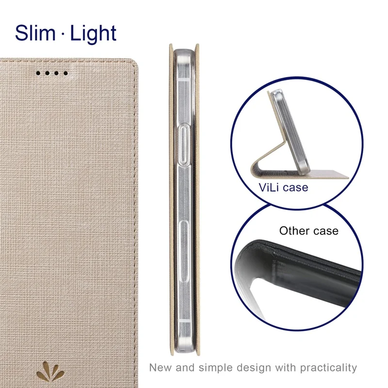 VILI DMX Series Ant-scratch Leather Phone Case for iPhone 15 , Stand Cover with Card Slot - Khaki