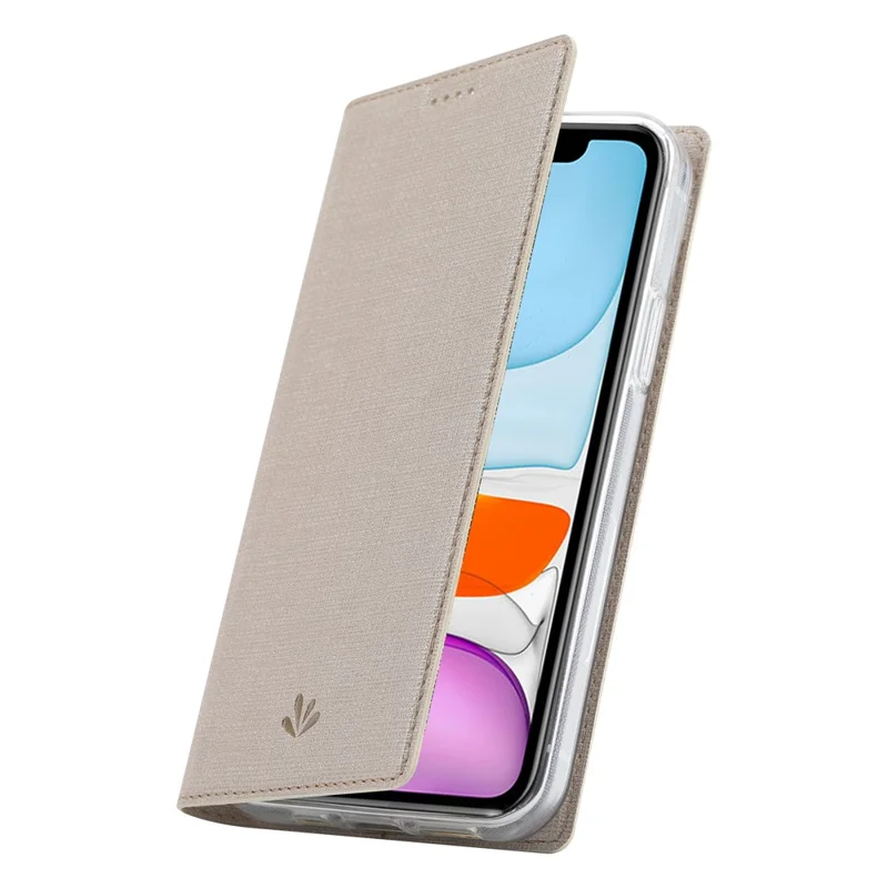 VILI DMX Series Ant-scratch Leather Phone Case for iPhone 15 , Stand Cover with Card Slot - Khaki