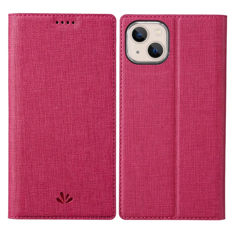 VILI DMX Series Ant-scratch Leather Phone Case for iPhone 15 , Stand Cover with Card Slot - Rose