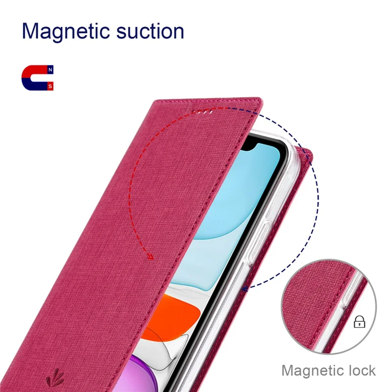VILI DMX Series Ant-scratch Leather Phone Case for iPhone 15 , Stand Cover with Card Slot - Rose