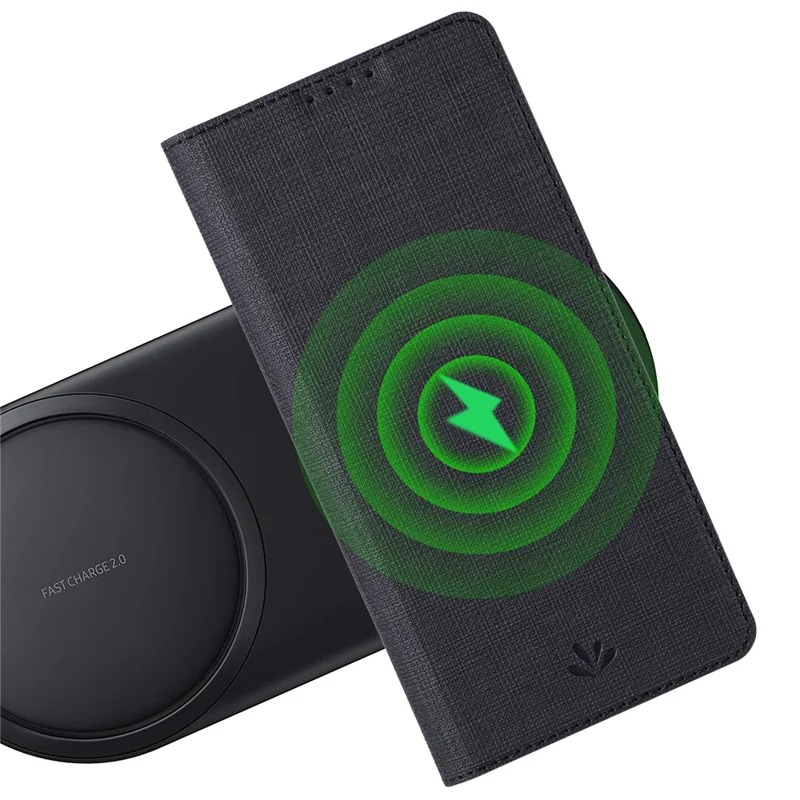 VILI DMX Series Card Holder Phone Case for iPhone 15 Pro Max , Stand Leather Phone Cover - Black