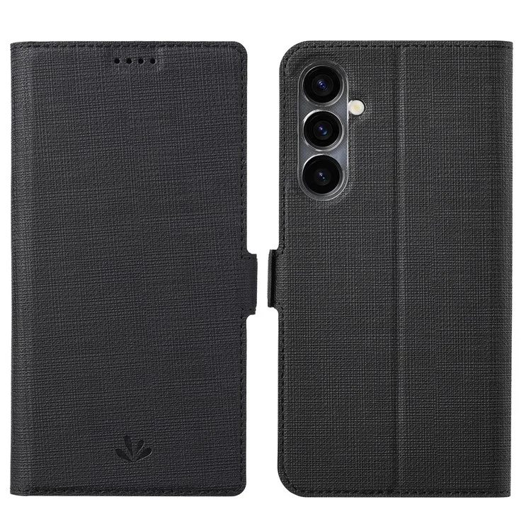 VILI DMK Series Wallet Leather Case para Samsung Galaxy S23 FE, Funda de Teléfono con Textura Cruzada - Negro