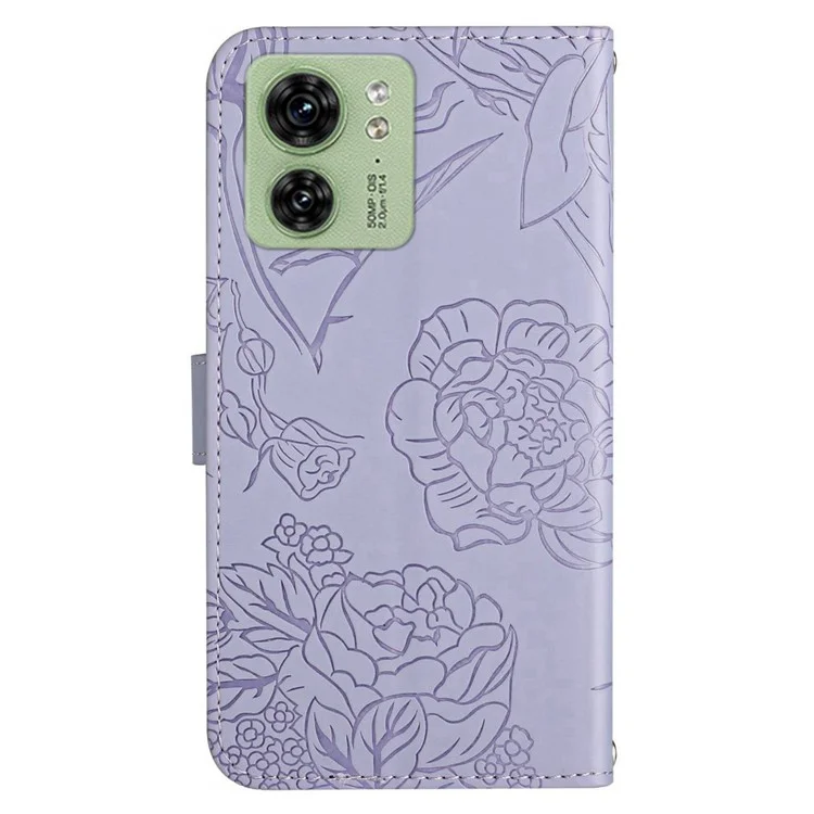 HT03 For Motorola Edge 40 5G Funda de Cuero con Ranuras para Tarjetas y Soporte Plegable - Color Morado