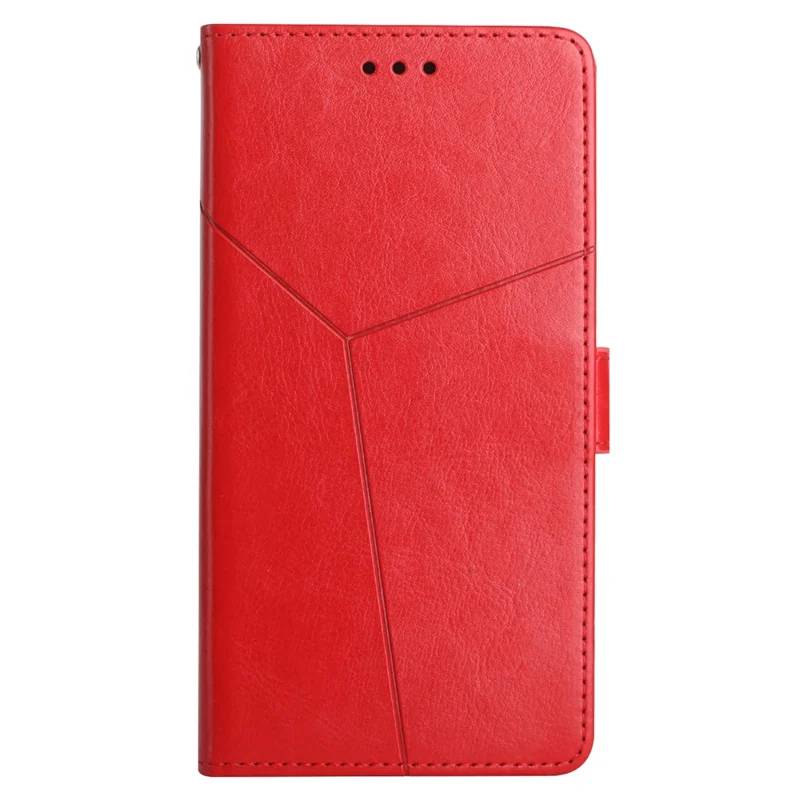HT01 For Motorola Edge 40 5G Leather Phone Wallet Case Y-shaped Line Imprinted Stand Cover - Red