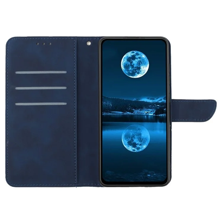 HT05 Funda para teléfono Motorola Edge 40 5G, con diseño de líneas grabadas, soporte y cartera de piel sintética - Azul