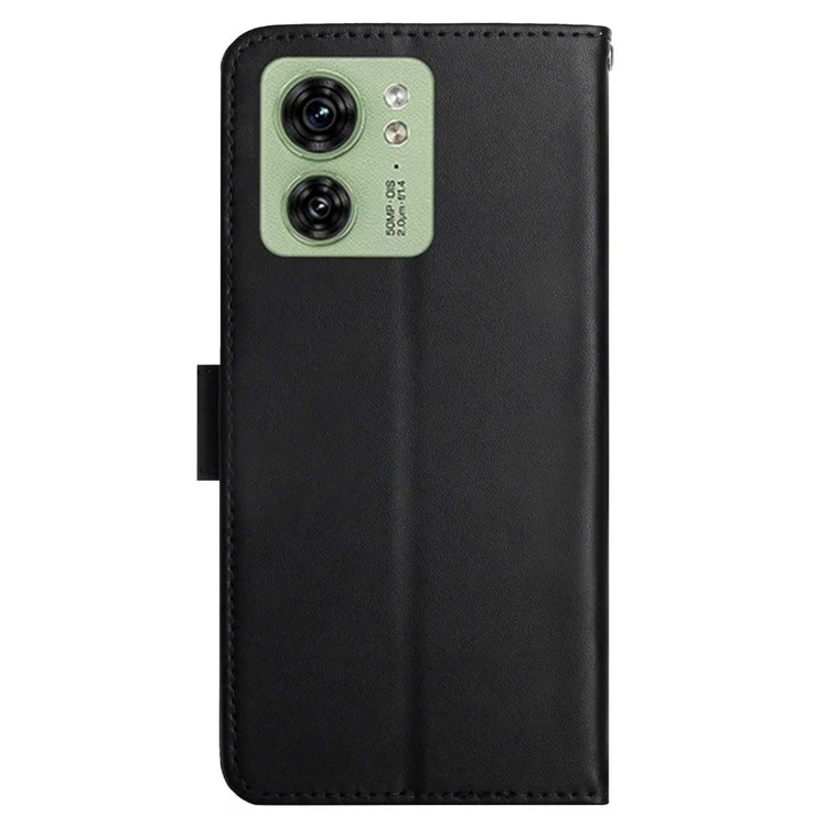 HT02 para Motorola Edge 40 5G Funda Billetera de Piel de Vaca Genuina con Soporte - Negro
