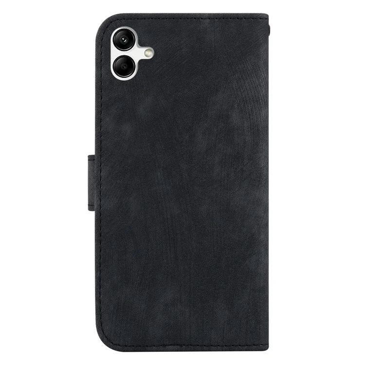Für Samsung Galaxy A04e 4G / F04 4G / M04 4G Leder Geldbörse Standfuß Cover Cartoon Tiger Prägung Handyhülle - Schwarz