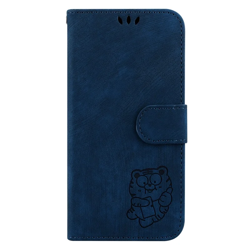 For Samsung Galaxy A34 5G Cute Tiger Imprinted Wallet Phone Cover PU Leather Flip Stand Case - Dark Blue