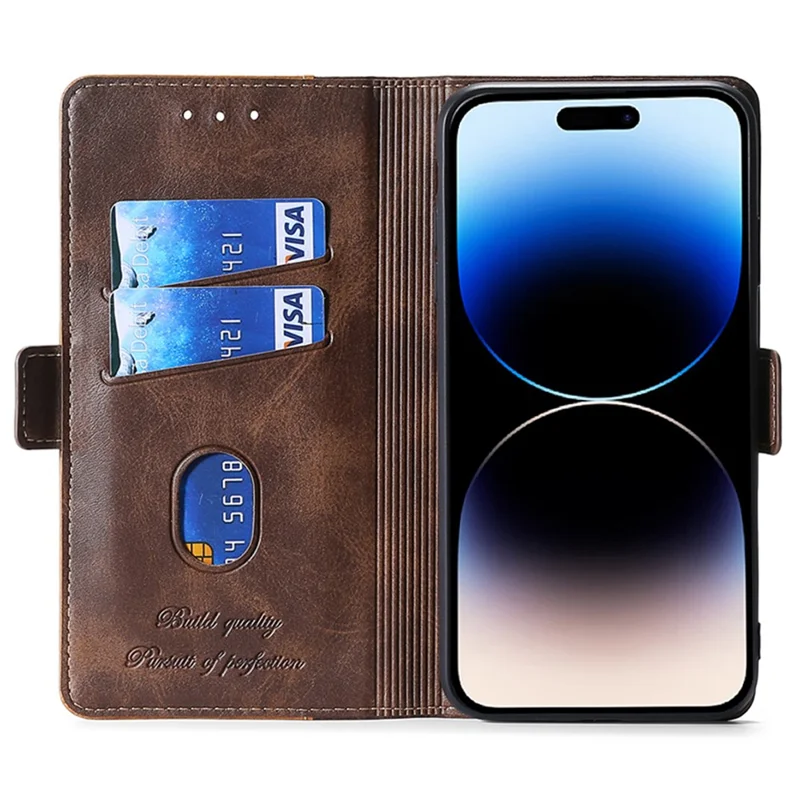 For iPhone 15 Pro Dual-color Flip PU Leather Case Stand Wallet Protective Phone Cover - Blue+Grey