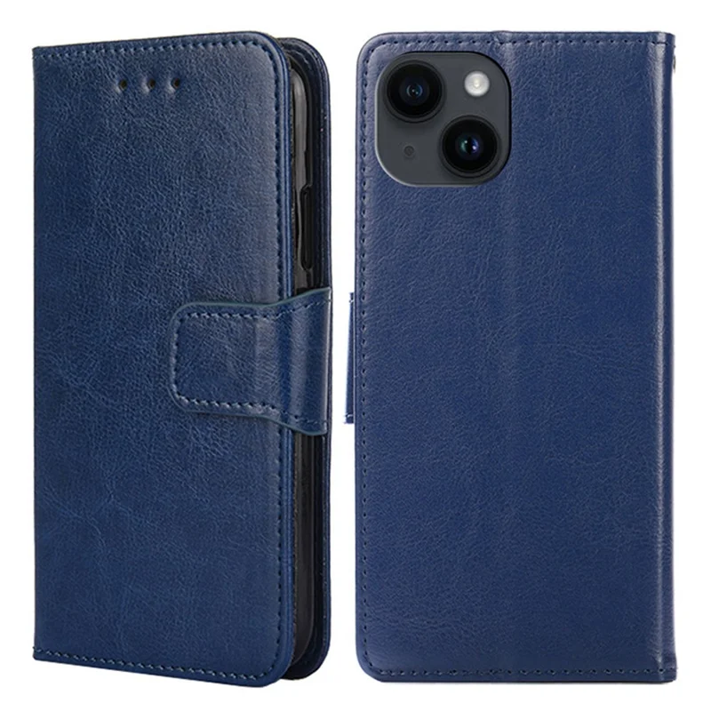 Phone Cover for iPhone 15 , Textured PU Leather Wallet Stand Phone Case Shell - Sapphire