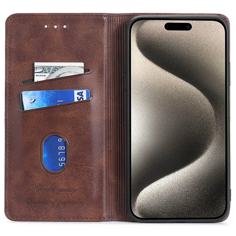 Für iPhone 15 Plus magnetischer Handyhülle mit Ledertextur, Kartenfächern und Ständerfunktion - Blau