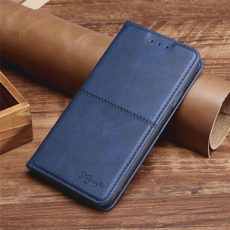 Für iPhone 15 Plus magnetischer Handyhülle mit Ledertextur, Kartenfächern und Ständerfunktion - Blau
