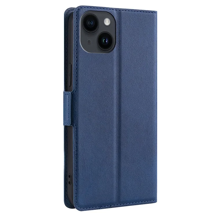 Per iPhone 15 Plus TPU+PU Leather Shell Shockproof Card Slot Phone Case Phone Stand Cover - Blue