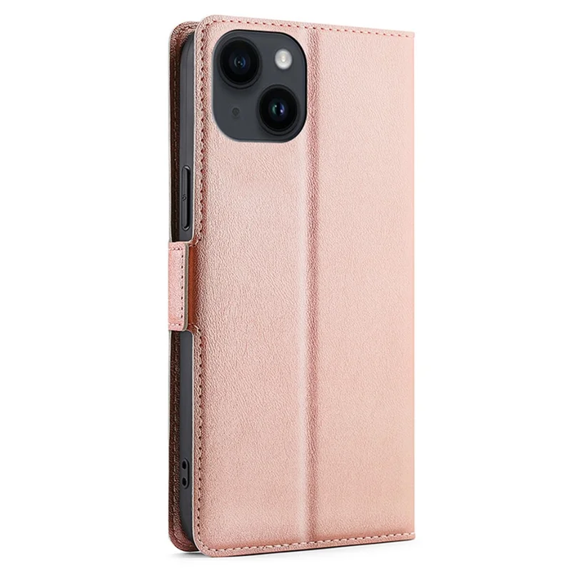 For iPhone 15 Plus TPU+PU Leather Shell Shockproof Card Slot Phone Case Phone Stand Cover - Rose Gold