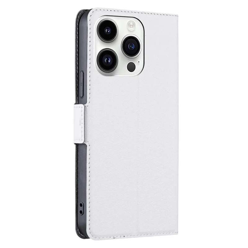 For iPhone 15 Pro Shockproof Card Slot Phone Case Phone Stand Cover TPU+PU Leather Shell - White