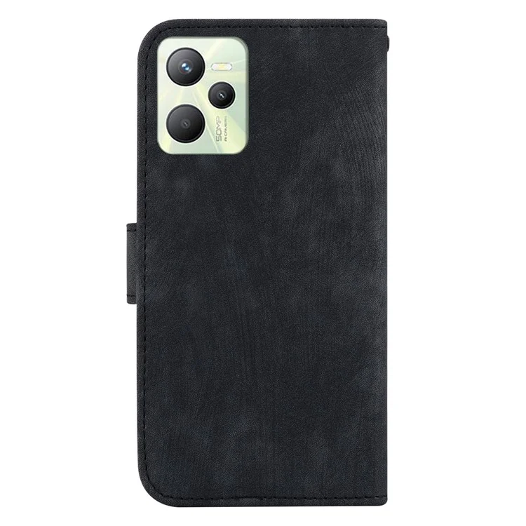 Pour Realme C35 4G Lovely Tiger Imprint Cell Phone Cover PU Leather Wallet Stand Case - Noir