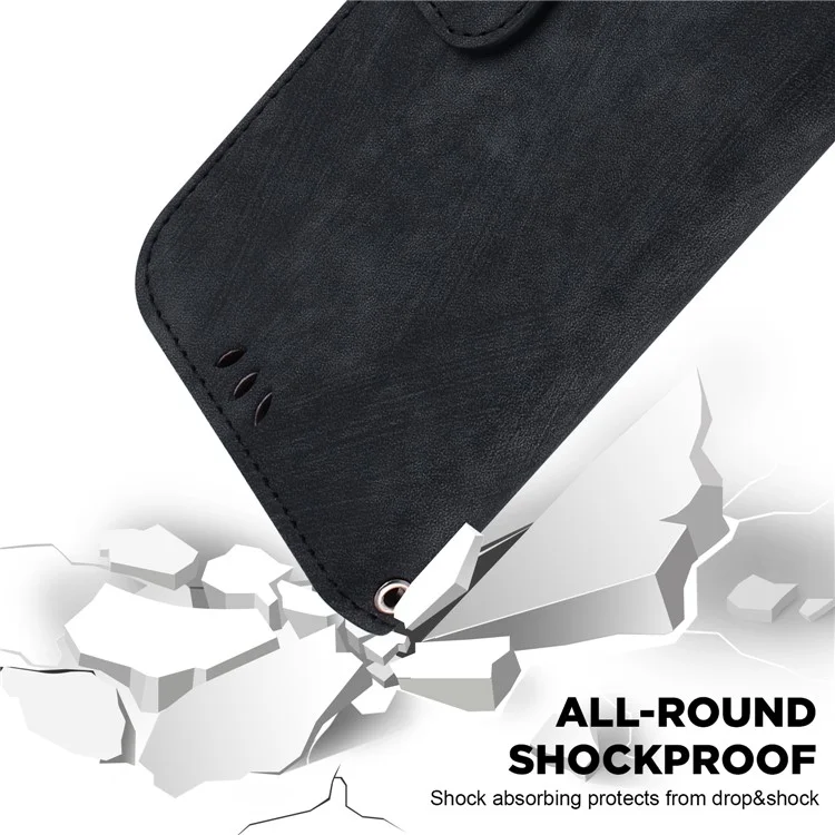 Para Motorola Moto G42 4G Carteira de Couro com Suporte Capa de Telefone Celular com Padrão de Tigre Fofo - Preto