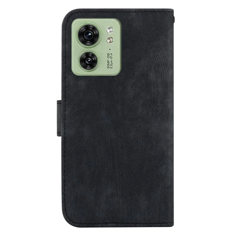 Para Motorola Edge 40 5G Lovely Tiger Imprint Flip Cover Funda de Billetera de Cuero Soporte de Teléfono - Negro