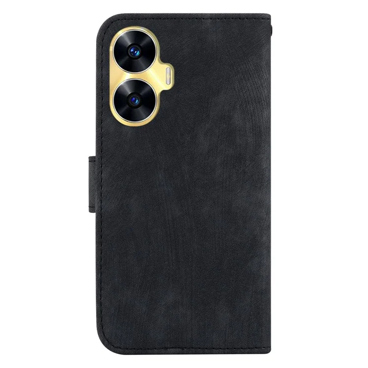 Für Realme C55 stoßabsorbierende süße Tiger-Prägung Flip Cover Lederbrieftasche Ständer Handyhülle - Schwarz