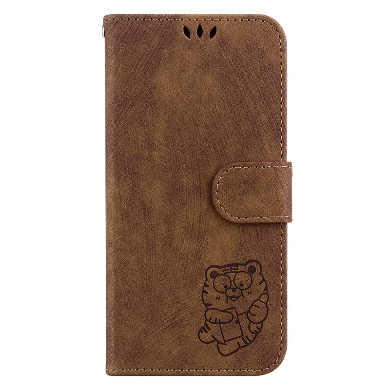 Concha de Cuero PU Para Oppo A74 5G / A93 5G / A54 5g, Encantadora Billetera de la Billetera de la Cubierta Del Tigre Tiger - Marrón